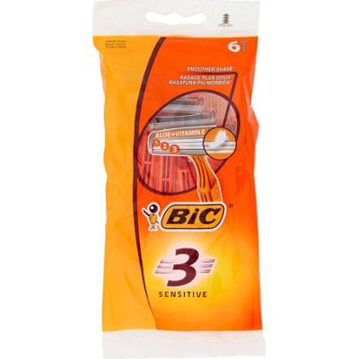 Bic Bic 3 Sensitive Rasoi 3 Ostrza Jednorazowe dla mężczyzn, 6 sztuk 1 jednostka