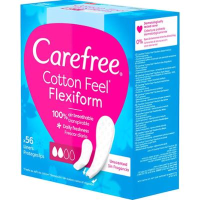 Waciki kosmetyczne Carefree Flexiform bezzapachowy, opakowanie 56 szt.