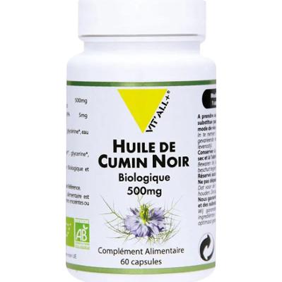 Vit'All+ Organiczny olej z czarnuszki 500 mg 60 kapsułek