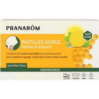 Pranarôm Aromaforce pastylki do ssania na gardło miodowo-cytrynowe x24