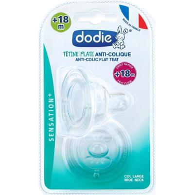 Dodie Sensation+ Płaskie smoczki z szeroką szyjką z szybkiego silikonu + 18 miesięcy