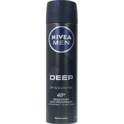 Nivea Dezodorant w sprayu dla mężczyzn Deep Black z węglem drzewnym 150ml