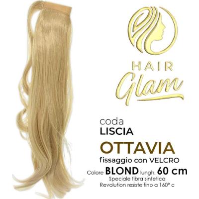 WŁOSY GLAM OGON OTTAVIA Z WŁÓKNEM NA RZEP REVOLUTION Długość 60 BLOND CM
