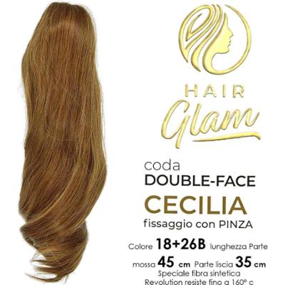 Dwustronny kucyk typu glam Cecilia z klipsem z włókna 18+26B Revolution