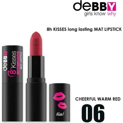 Debby długotrwała matowa szminka 8h całusy 06 cheerful ciepły czerwony
