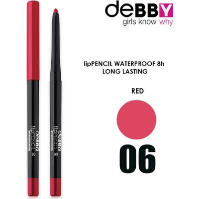 Debby wodoodporna kredka do ust 6 czerwona