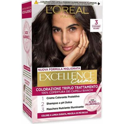L'Oreal Excellence Triple Treatment Color No. 3 Ciemny Brąz