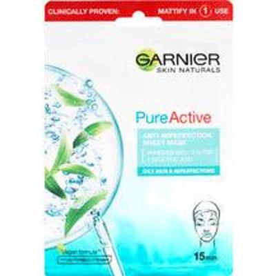 Garnier Skin Naturals Pure Active - Nawilżająca maska w płachcie przeciw niedoskonałościom wzbogacona drzewem herbacianym i kwasem salicylowym - 23,0