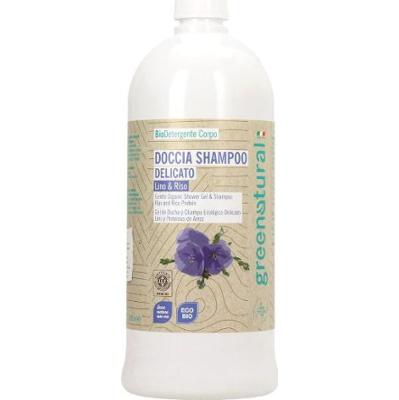 Greenatural Delikatny szampon pod prysznic Len i ryż 1000 ml