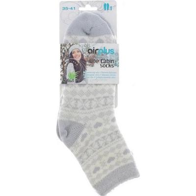 Skarpety AirPlus Aloe Cabin Moisturizers - Biało-szare wzory serc - Rozmiar 35-41