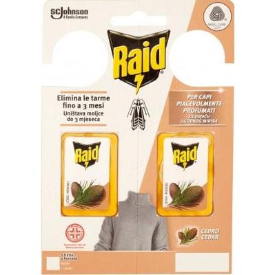Raid Żel na mole do ubrań, dla przyjemnie pachnących tkanin, Fragranza o zapachu cedru, 2 x 3g 6 g