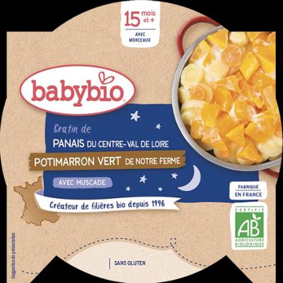 Babybio Talerz Obiadowy - 15 miesięcy i więcej - Makaron, Zielona Dynia - ORGANICZNY 260 g