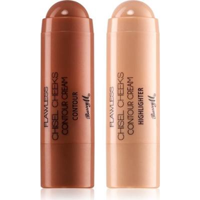 Barry M Flawless Chisel Cheeks kremowy bronzer i rozświetlacz w duecie w sztyfcie 2x5 g
