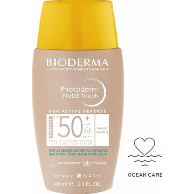 Bioderma Photoderm Nude Touch SPF50+ - Złoty odcień - Skóra wrażliwa mieszana / tłusta 40ml