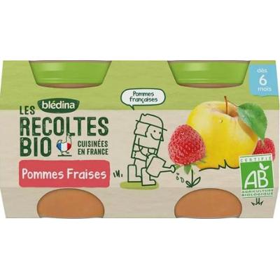 Blédina ORGANIC Harvest Od 6 miesiąca - Małe Słoiki Owocowe - Jabłka Truskawki 2x130g