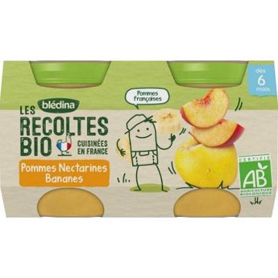 Blédina Les Récoltes BIO Od 6 miesiąca - Miska na owoce - Jabłka Nektarynki Banany 2x130g