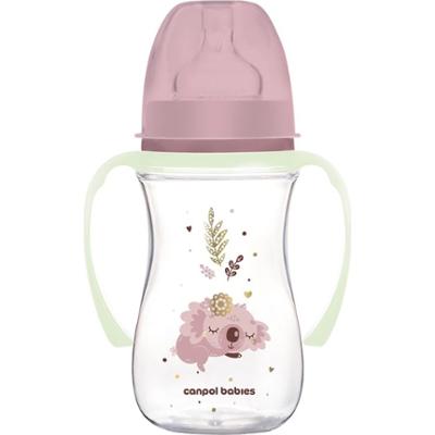 Canpol babies Butelka antykolkowa Sleepy Koala Easy Start różowa - Butelka dla niemowląt 240 ml 3m+ -