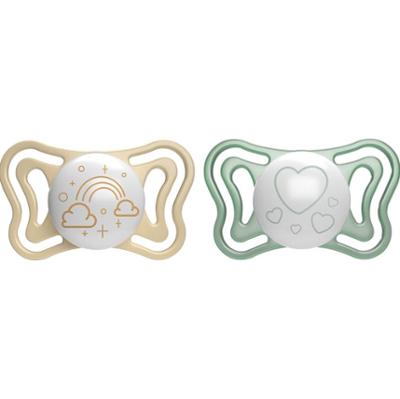 Chicco Physio Light Physio Forma Smoczek na noc 2-6 m złoty/zielony 2 szt