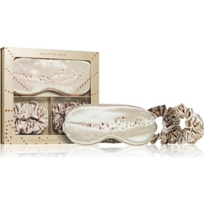 Crystallove Zestaw Golden Silk Eye Mask i Scrunchies na noc 1 szt