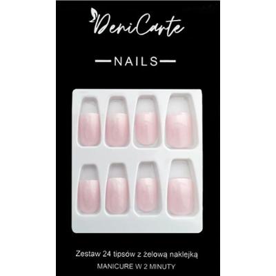 Deni Carte Tipsy Square - Zestaw sztucznych paznokci Baby Boomer Ombre | Różowe ombre