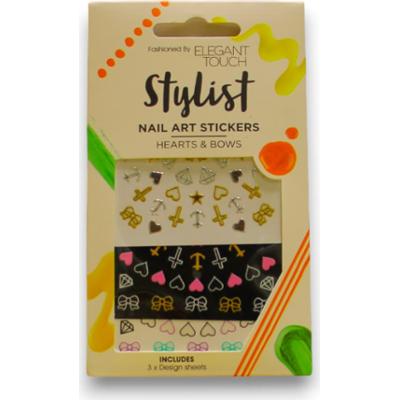 Zestaw Trio Elegant Touch Stylist Naklejki na paznokcie Serca i kokardki 3 sztuki