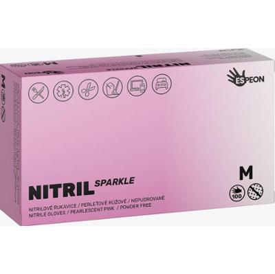 Rękawice Espeon Nitrylowy połysk perłowy Pink W bezpudrowym nitrylu Rozmiar M 2X50 szt