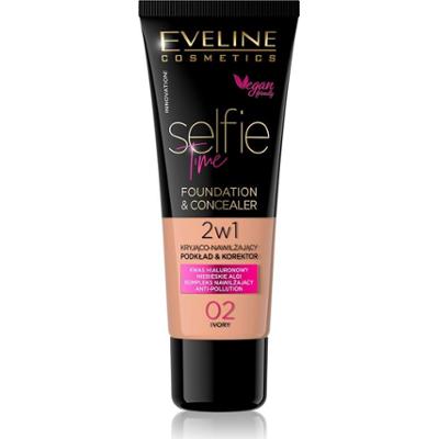 Eveline Cosmetics Podkład i korektor Selfie Time 2 w 1 kolor 02 kość słoniowa 30 ml