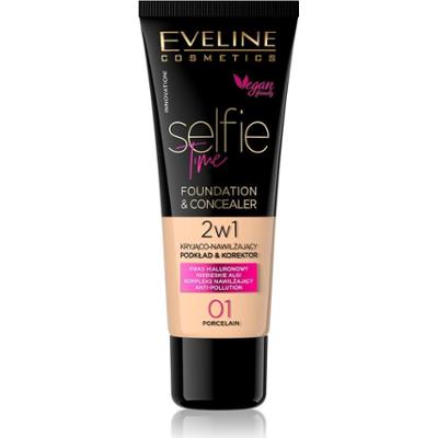 Eveline Cosmetics Podkład i korektor Selfie Time 2 w 1 kolor 01 Porcelain 30 ml