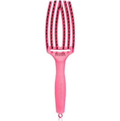 Olivia Garden Finger Brush Combo Medium, szczotka rozczesująca z włosiem dzika, różne kolory Hot Pink | Intensywny róż