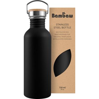 Bambaw Butelka na wodę ze stali nierdzewnej 750 ml, czarna jak smoła
