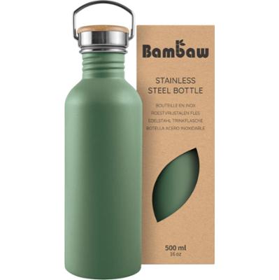 Bambaw Butelka na wodę ze stali nierdzewnej 500 ml Zielona szałwia