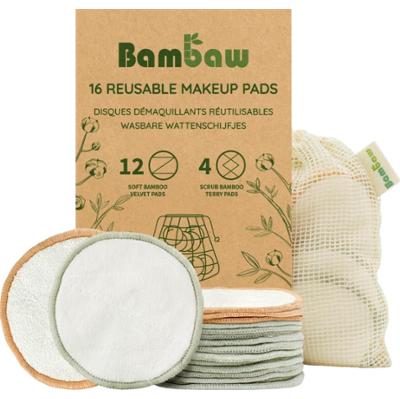 Bambaw Wielorazowe płatki do demakijażu, 16 sztuk.