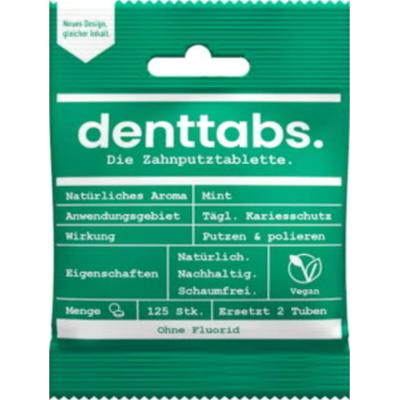 Denttabs. Tabletki do zębów - Stevia i Mięta bez fluoru, 125 sztuk.