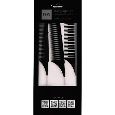 Fox Balayage Set Black - zestaw grzebieni do balayage'u, 3 sztuki