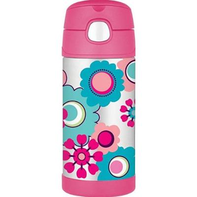Thermos Zabawa dla niemowląt thermos ze słomką - kwiaty 355 ml
