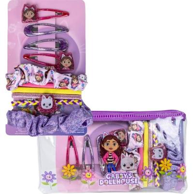 Gabby's Dollhouse Beauty Zestaw accessori do włosów dziecięcych 5szt gumki do włosów + 4szt spinki do włosów + bransoletka