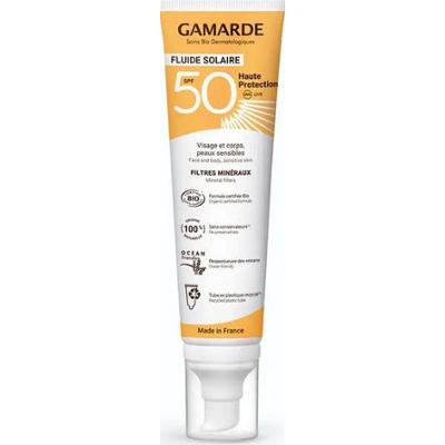 Gamarde - Fluid Solarny SPF50 - Twarz i Ciało, Skóra Delikatna - ORGANICZNY 100 ml