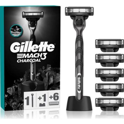 Gillette Maszynka do golenia Mach3 Carbone ze wspornikiem i wymiennymi ostrzami 6 sztuk