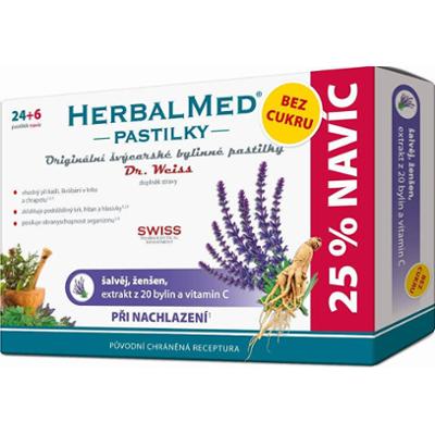 Simply you Dr. Weiss HerbalMed Pastylki na przeziębienie bez cukru 24 pastylki + 6 GRATIS