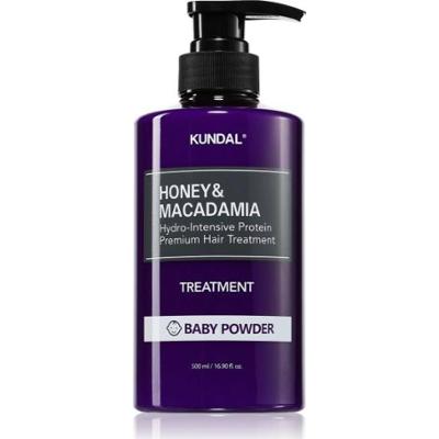 KUNDAL Miód & Macadamia Baby Powder intensywnie nawilżająca kuracja do włosów zniszczonych i suchych 500 ml