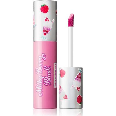 I Heart Revolution Koktajl mleczny z jagodami Blush Wielofunkcyjny makijaż ust i twarzy Kolorowy koktajl truskawkowy 10 ml
