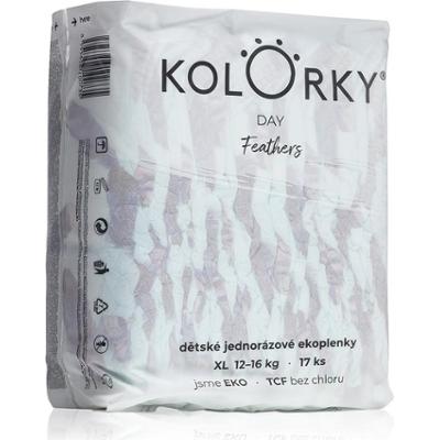Kolorky Jednorazowe pieluszki EKO Day Feathers rozmiar XL 12-16 Kg 17 sztuk