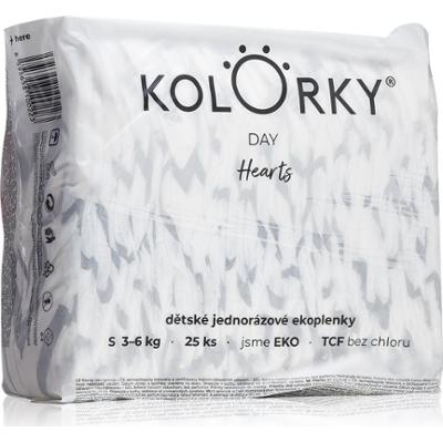 Kolorky Jednorazowe pieluszki Day Hearts ECO rozm. S 3-6 Kg 25 sztuk