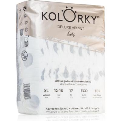 Kolorky Deluxe Velvet Jednorazowe pieluchy ECO Dots rozmiar XL 12-16 kg 17 sztuk
