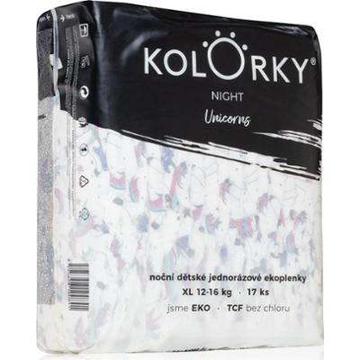Kolorky Pieluszki jednorazowe Night Unicorn ECO dla una pełna ochrona w nocy rozmiar XL 12-16 kg 17 sztuk