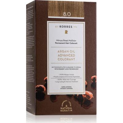 Korres Argan Oil trwała farba do włosów na bazie olejku arganowego kolor 8.0 jasny blond
