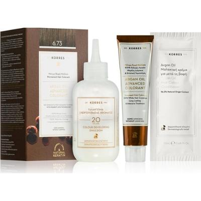 Korres Argan Oil trwała farba do włosów z olejkiem arganowym kolor 6,73 Złote kakao 50 ml