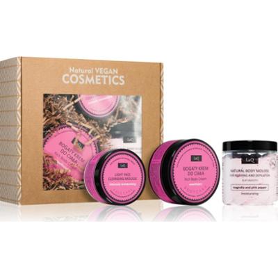 LaQ Pudełko prezentowe „Kociak Magnolia” LaQ Krem nawilżający do ciała Kitten Magnolia 200 ml + pianka oczyszczająca do ciała 100 g + pianka głęboko o