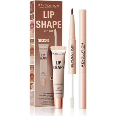 Makeup Revolution Zestaw do modelowania ust w kolorze brązowo-cielistym