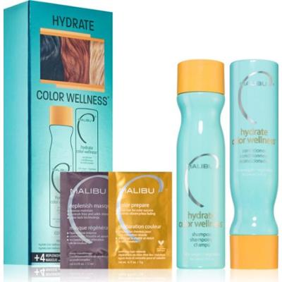 Malibu C Zestaw Hydrate Color Wellness Collection do włosów farbowanych odżywka 266 ml + maska + kuracja przed koloryzacją 12x5 g + szampon oczyszczaj